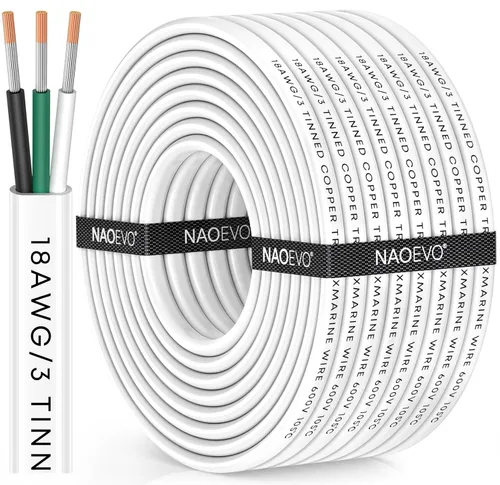 Miniatura 24 de NAOEVO Cable marino de calibre 14, cable eléctrico marino triplex 14/3, resistente al agua/aislado de PVC/cobre estañado sin oxígeno, cable de 14