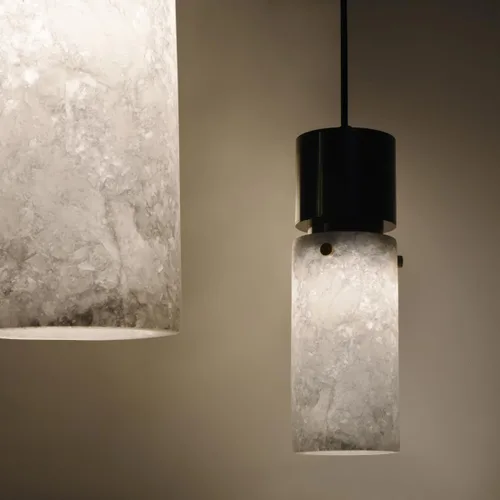 Lámpara colgante de alabastro para isla de cocina, lámpara colgante de isla de piedra natural, moderna lámpara colgante negra con pantalla de