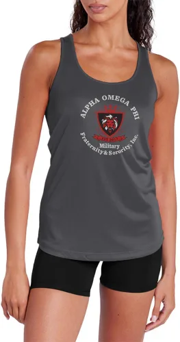 Miniatura 27 de Camiseta deportiva sin mangas oficial de la NCAA Collegiate para mujer, con espalda cruzada, logotipo primario, colección carbón
