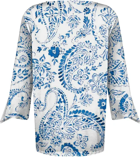 Miniatura 4 de Stessotudo Women Casual 34 Sleeve Shirts V Neck Flutter Sleeve Loose Comfy Blouse Gradient Floral Summer Fashion Tops 2023