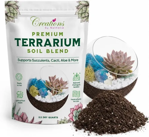 Miniatura 8 de Creations by Nathalie – Kit de bricolaje grande para terrario de inicio con tierra, musgo, piedras, cristal de curación, herramientas y suministros