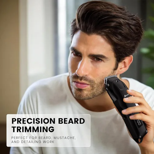 Miniatura 5 de Cortapelos profesional para hombres, hoja ajustable sin hueco, batería de 300 minutos, motor silencioso + potente, pantalla LED, cortadora