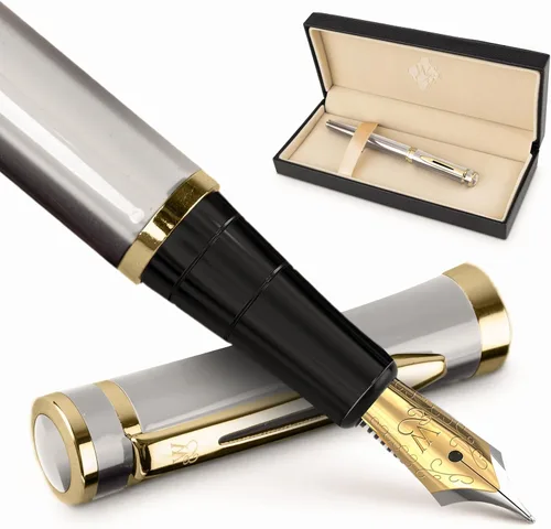 Miniatura 13 de Conjunto de pluma estilográfica Wordsworth & Black, plumín extra fino dorado de 18 quilates, incluye 24 cartuchos de tinta, convertidor de repuesto