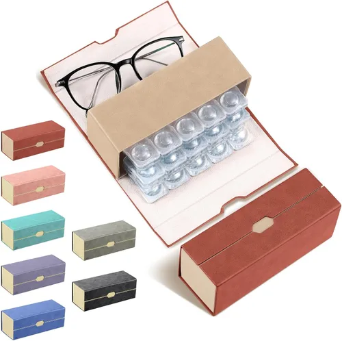 Miniatura 12 de Flutesan Estuche diario para lentes de contacto y organizador de anteojos, 2 en 1, de doble cara, portátil, para viajes, uso diario, almacenamiento