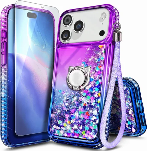 Miniatura 78 de NGB Diseñada para Funda de Teléfono iPhone 11, Morado/Azul Funda Bonita con Purpurina Líquida Brillante para Mujeres Niñas Niños con Protector