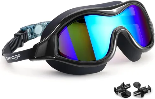 Miniatura 13 de Seago Gafas de natación sin fugas, antivaho para piscina, para adultos, hombres, mujeres, jóvenes, protección UV, visión clara de 180°