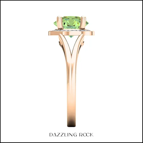 Miniatura 282 de Dazzlingrock Collection Anillo de compromiso redondo de 0.276 in con halo de diamante blanco y vástago dividido para ella en oro macizo de 14