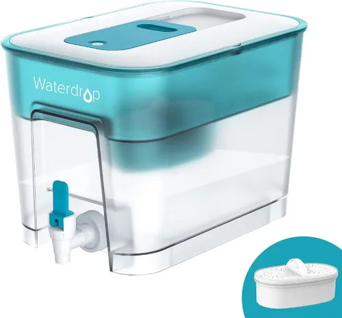 Waterdrop Dispensador de filtro de agua grande de 40 tazas de larga duración de 200 galones con 1 filtro, regalo saludable para el hogar y la