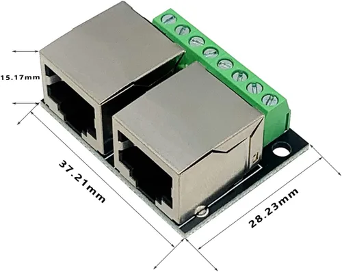 Miniatura 4 de 2 unids RJ45 Ethernet Dual Hembra Terminal Breakout Board,0.138 in Paso 8Pin RJ45 Tornillo Conector Junta Adaptador Terminal de Red