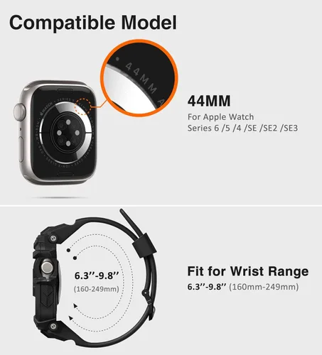 Miniatura 6 de ULTIMAL - Correa resistente con estuche para Apple Watch Ultra 3/2/1 (49 mm) y SE 3/2/1 y Series 11 10 9 8 7 6 5 4 (46 mm/45 mm/44 mm), correa Negro