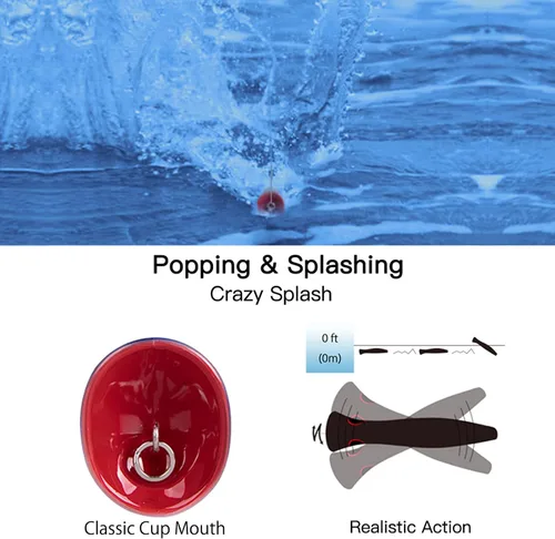 Miniatura 6 de Dr.Fish Topwater Popper Señuelos de pesca de agua salada, 8 pulgadas GT Popper VMC anzuelos agudos señuelos de pesca de surf para Striper Atún