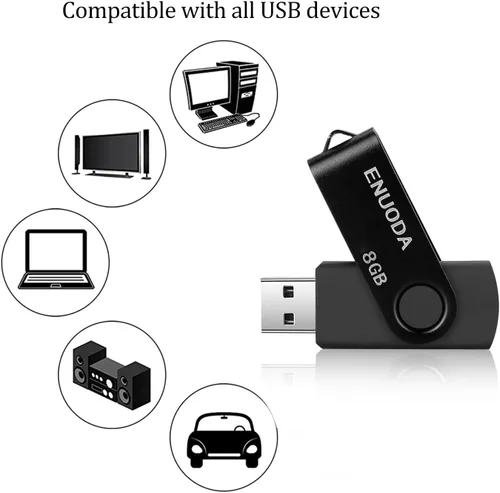 Miniatura 3 de Unidad flash de 8 GB, paquete de 2 unidades de memoria ENUODA Thumb Drives de 8 GB, diseño giratorio USB 2.0, unidad de bolígrafo
