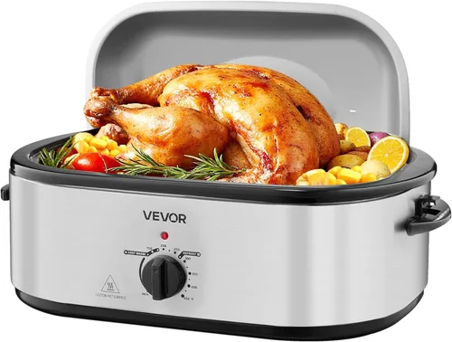 Miniatura 11 de VEVOR Horno tostador, bandeja eléctrica de tostado de 20QT, horno de pavo de cocción rápida con temperatura ajustable de 150-450℉, horno de pavo