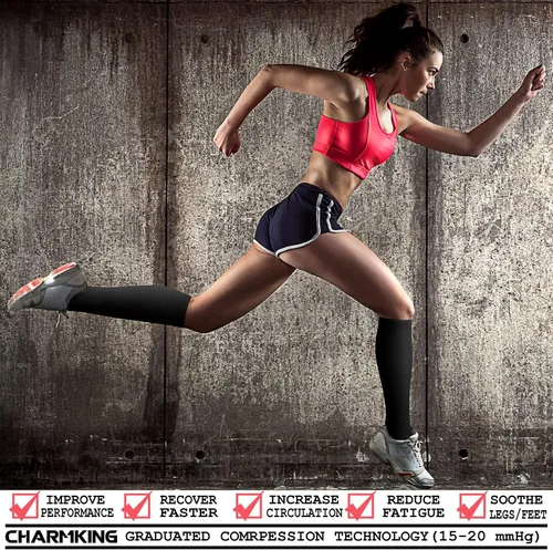 Miniatura 150 de CHARMKING - Calcetines de compresión para mujeres y hombres (3 pares), 15-20 mm Hg, el mejor apoyo para atletismo, running o ciclismo, mejora