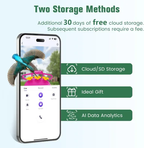 Miniatura 6 de Comedero de colibríes de 2.5K con cámara, comedero inteligente inalámbrico sin suscripción para pájaros para exteriores, cámara AI para ver video