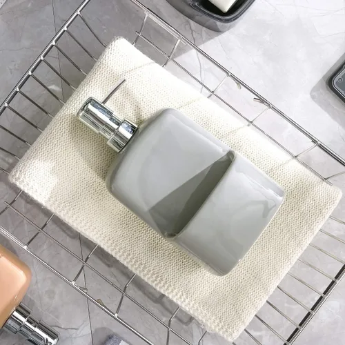 Miniatura 7 de Dispensador de jabón para platos, dispensador de jabón de cocina con soporte de esponja, dispensador de jabón de cerámica mate de 20 onzas para Gris