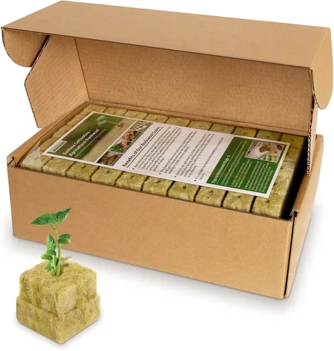 Cubos de lana de roca de 1 pulgada para hidroponía – (200 tapones en total) 4 hojas de cubos de cultivo de lana de roca para enraizamiento,
