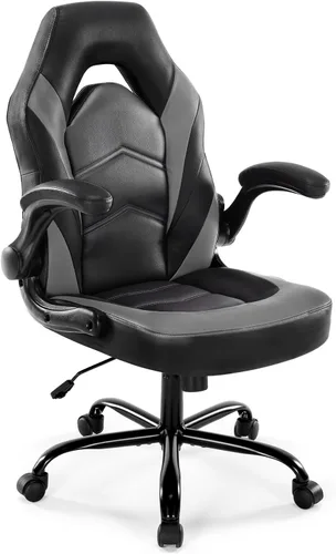 Miniatura 10 de DUMOS Silla ergonómica para juegos de computadora, escritorio de oficina en casa con soporte lumbar de piel sintética, juego de video grande y alto