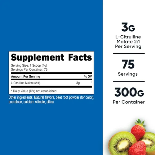 Miniatura 2 de Nutricost L-citrulina malato 2:1 (10.58 oz) (kiwi de fresa)
