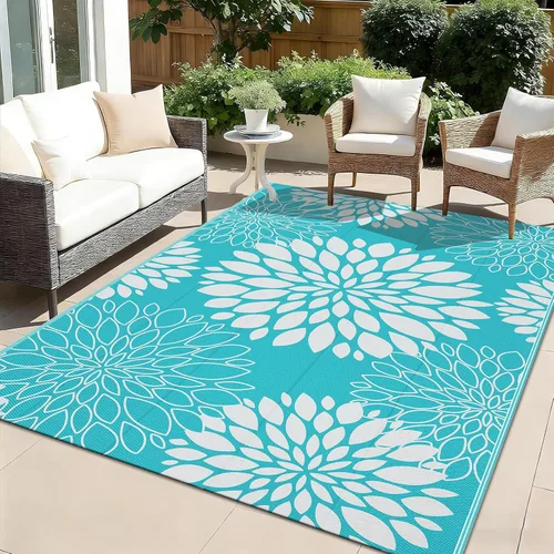 Miniatura 25 de Ileading Alfombra impermeable para exteriores de 5 x 8 pies, reversible, de paja de plástico, portátil, para interiores y exteriores, caravana