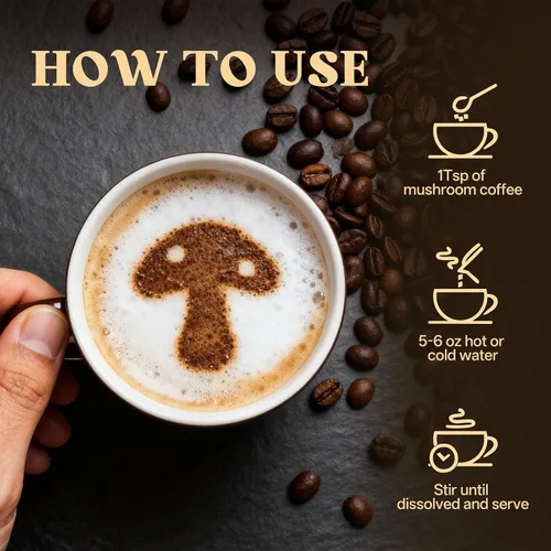 Miniatura 6 de Café instantáneo de hongos con melena de león y cordyceps - Enfoque y apoyo energético, refuerzo inmunológico y cognitivo, polvo alternativo de café