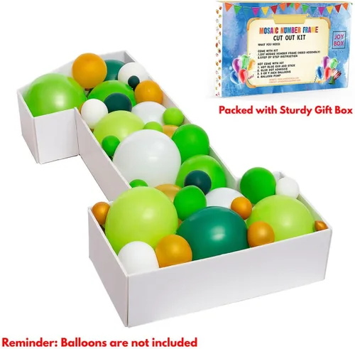 Miniatura 3 de JoyBox Design - Marco de número 1 para rellenar con un mosaico de globos, para iluminar marquesina, kit de tablero de espuma precortado extragrande
