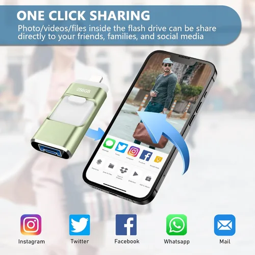 Miniatura 6 de 256GB Flash Drive[No App Required] Intended for Phone Tablet Androidphone and Computers, 4 in 1 Photo Stick for Phone Memory Storage Easily Backup