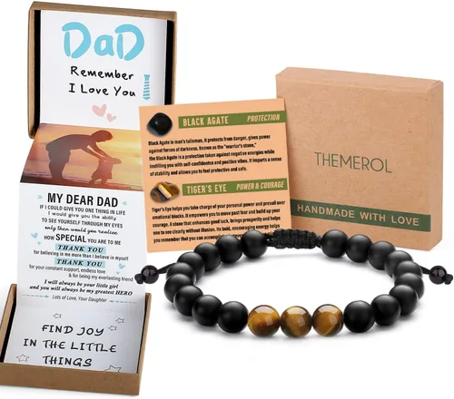 Pulsera de cristal natural para adolescentes, niños, hombres, caja de regalo extraíble especialmente para hijo, nieto, papá, amor en cumpleaños,