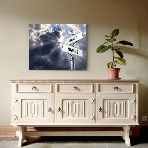 Miniatura 59 de Impresiones en lienzo personalizadas: letrero de calle Crossroads para parejas, arte de pared, nombres y fechas, regalo personalizado, impresión