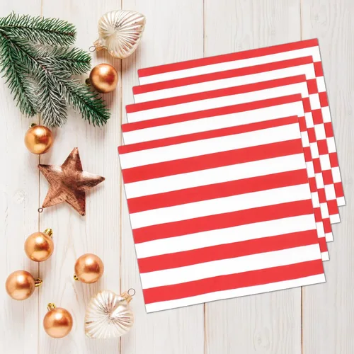 Miniatura 5 de Servilletas desechables de papel para fiestas, 60 unidades Rojo con rayas