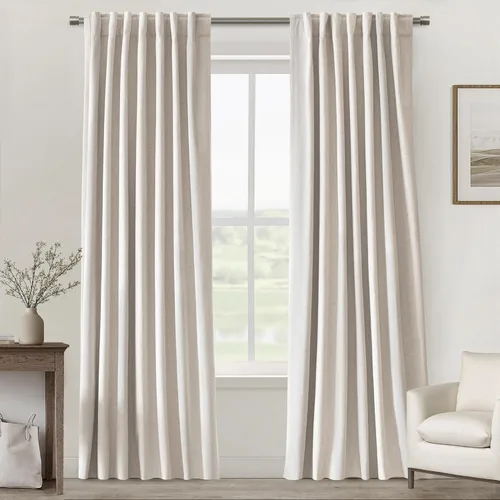 Miniatura 62 de UHITECH - Cortinas opacas beige para sala de estar, cortinas cortas de 35 pulgadas para habitación, cortinas negras para ventanas pequeñas, paneles