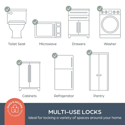 Miniatura 5 de Dreambaby Twist 'N Lock - Paquete de 6 pestillos multiusos, cerraduras de seguridad para niños para armarios, cajones, electrodomésticos, cerradura