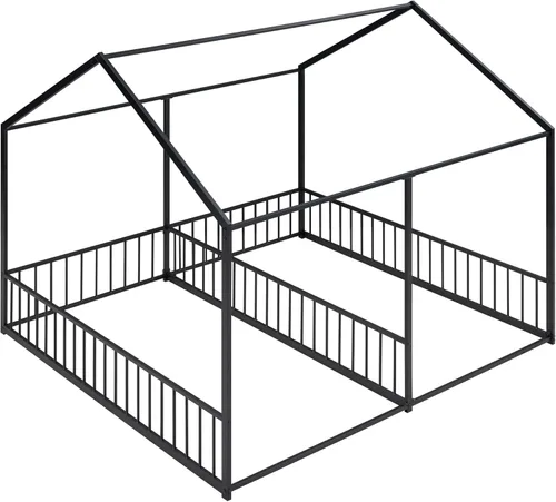 Miniatura 8 de Bellemave Camas individuales para 2 niños, dos marcos de cama de metal de tamaño individual con rieles, camas dobles compartidas, cama Montessori