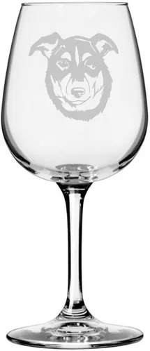 Miniatura 190 de Copa de vino de 12.75 onzas con diseño de perro grabado
