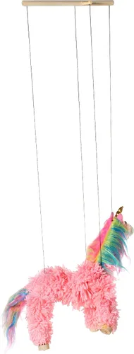 Miniatura 5 de Artisan Owl Marioneta de unicornio rosa de hilo y felpa, pies de madera y cuerdas desmontables, los estilos varían (rosa)