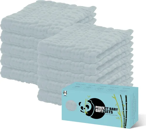 Miniatura 15 de HIPHOP PANDA Paños de muselina para eructos, paquete de 10 – Grandes 20 x 10 pulgadas – Ultra absorbentes y suaves, 100% algodón esencial para bebé