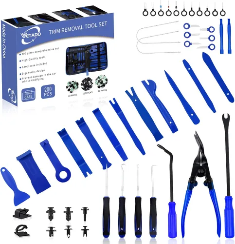 Miniatura 7 de Kit de herramientas de extracción de molduras, 200 piezas, juego de extracción de autorecortes, herramienta de extracción de sujetadores de panel