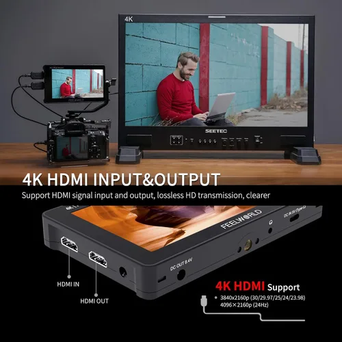 Miniatura 6 de FEELWORLD 5.5 pulgadas 1600nit cámara monitor de campo ultra brillante 4K HDMI monitor de vídeo pantalla táctil DSLR monitor F970 instalación