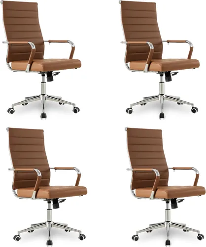 Miniatura 38 de Okeysen Office Desk Chair, Ergonomic Leather Modern Conference Room Chairs, Executive Ribbed Height Adjustable Swivel Rolling Chair for Home Office