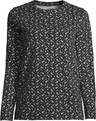 Miniatura 5 de Lands' End Camiseta de manga larga, cuello redondo y holgada, de algodón Supima, para mujer