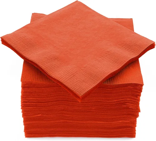 Amcrate Paquete de 100 servilletas de bebidas color naranja, ideal para bodas, fiestas, cumpleaños, cenas, almuerzos y cócteles (5 x 5 pulgadas)