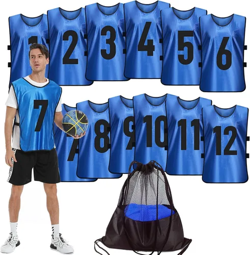 Miniatura 11 de Scrimmage - Chaleco de entrenamiento (12 unidades) para deportes de equipo, camisetas para adultos y jóvenes, baberos de fútbol, camisetas