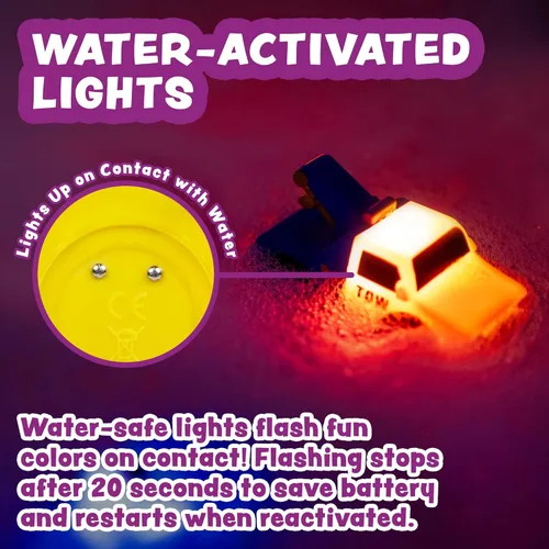 Miniatura 3 de Tub Works® Emergency™ Cars - Juguetes de baño iluminados, paquete de 6 Juguetes iluminados activados por agua parpadean y cambian