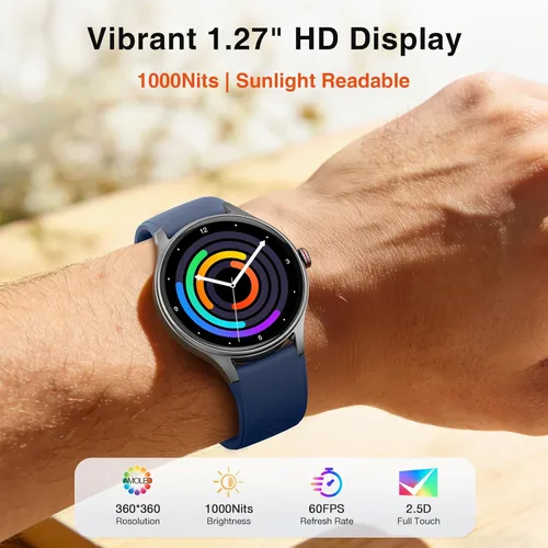 Miniatura 2 de Fitpolo Reloj inteligente para hombres y mujeres, Android iPhone, rastreador de actividad física HD de 1.27 pulgadas con llamadas y respuesta