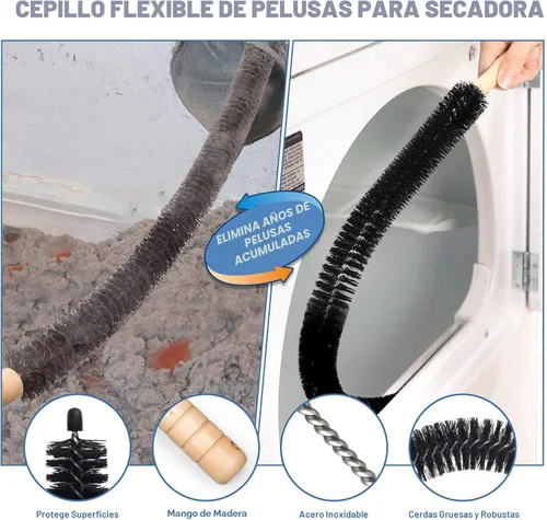 Miniatura 5 de PetOde Kit de limpiador de ventilación de secadora de 2 piezas compatible con la mayoría de aspiradoras, cepillo de pelusa de secadora y accesorio
