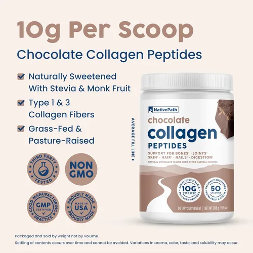 Miniatura 4 de NativePath Péptidos de colágeno - Colágeno hidrolizado tipo 1 y 3. Proteína en polvo keto y paleo alimentada con pasto para cabello, piel, uñas
