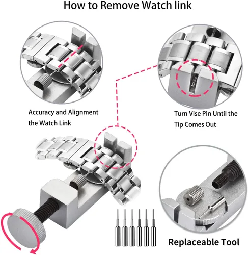 Miniatura 5 de EasyTime - Kit de reparación de reloj, kit de herramientas de ajuste de reloj, kit de herramientas de correa de reloj, kit de herramientas