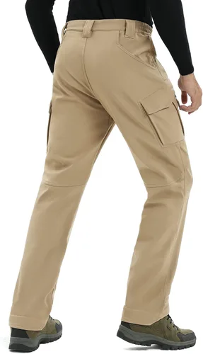 Miniatura 6 de TACVASEN Pantalones de invierno para hombre, 9 bolsillos, forro polar, para senderismo, nieve, resistentes al agua, cálidos, softshell, gruesos