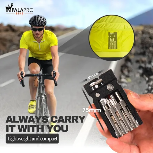 Miniatura 6 de IMPALAPRO Kit de herramientas de bicicleta portátil 20 en 1 compacto y ligero (4.14 oz) cromo-vanadio (CRV) - Multiherramienta para bicicleta