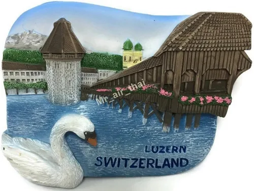 WitnyStore Tiny Kapellbrücke Chapel Bridge Lucerna Suiza Suiza Europa Central Atracciones Turísticas Resina Refrigerador Imán Viajero Recuerdos